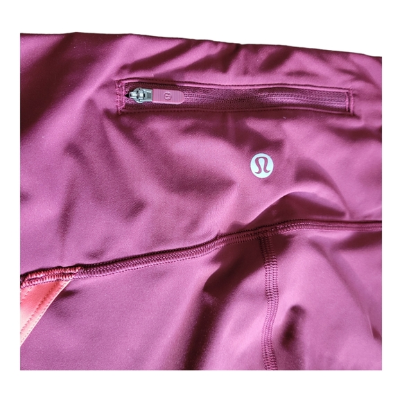 Lululemon Zip the Line Crop Deep Ruby Poppy Coral Breathable Mesh Leggings 6 - Picture 5 of 16